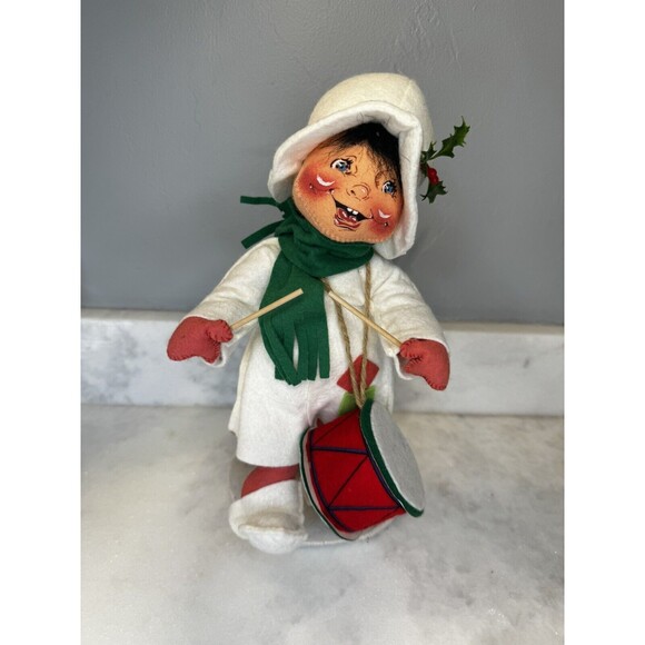 Annalee Vintage 1995 Drummer Boy on Snow Base Drum Christmas - Picture 1 of 12